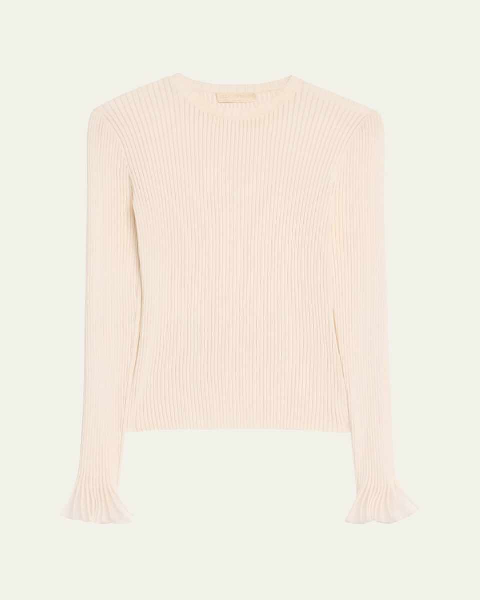 Aster Ribbed Ruffle-Cuff Top